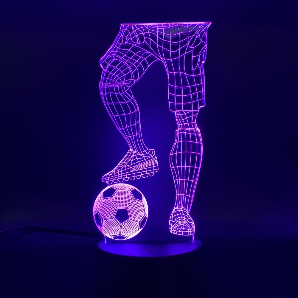 Led Night Light 3D Illusion Sport Soccer Player Hold Football Touch Sensor Switch Color Changing Baby Sleeping Nightlight Lamp