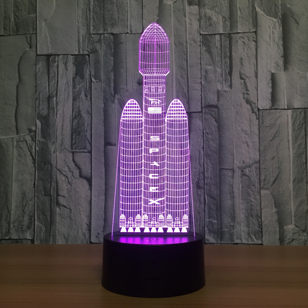 7 Color Space Shuttle Lamp 3d Visual Led Night Lights For Kids Touch Usb Table Lampara Lampe Baby Sleeping Nightlight Cute Light