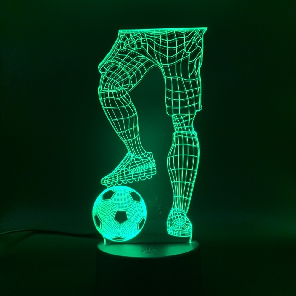 Led Night Light 3D Illusion Sport Soccer Player Hold Football Touch Sensor Switch Color Changing Baby Sleeping Nightlight Lamp