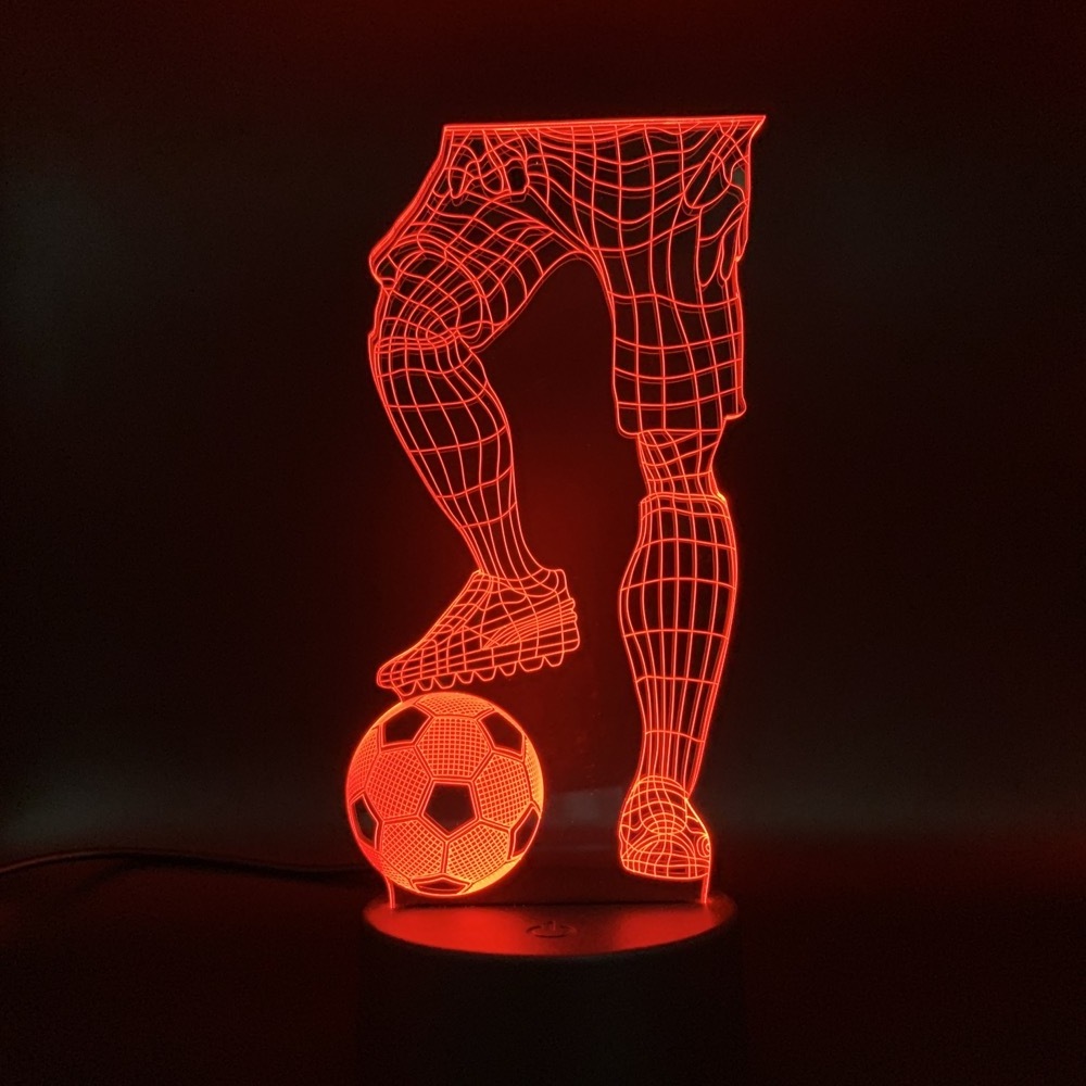 Led Night Light 3D Illusion Sport Soccer Player Hold Football Touch Sensor Switch Color Changing Baby Sleeping Nightlight Lamp