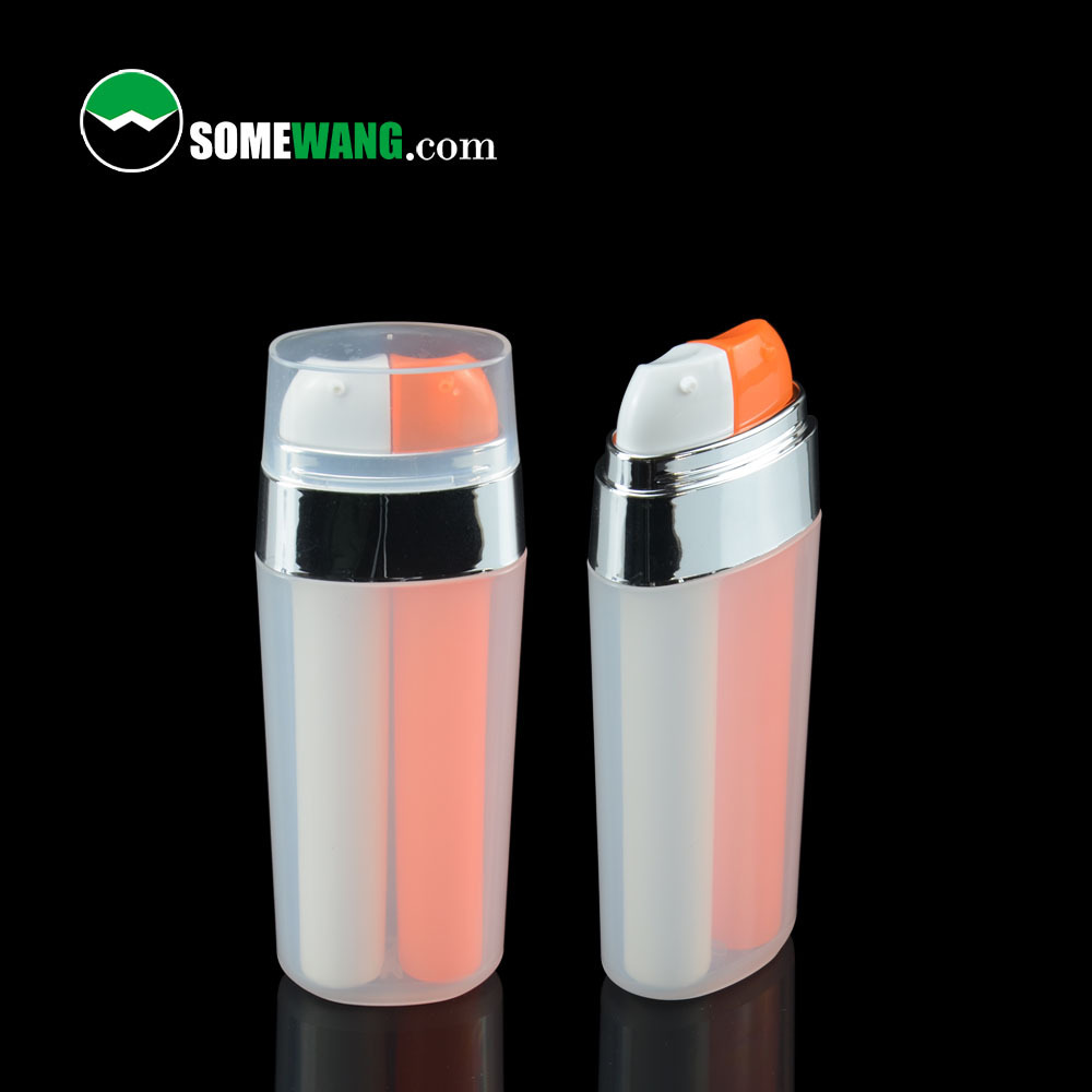 20ml 40ml Plastic dual chamber plastic bottle, double pump cream bottle, empty dual nozzle container