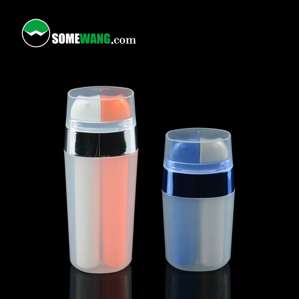 20ml 40ml Plastic dual chamber plastic bottle, double pump cream bottle, empty dual nozzle container