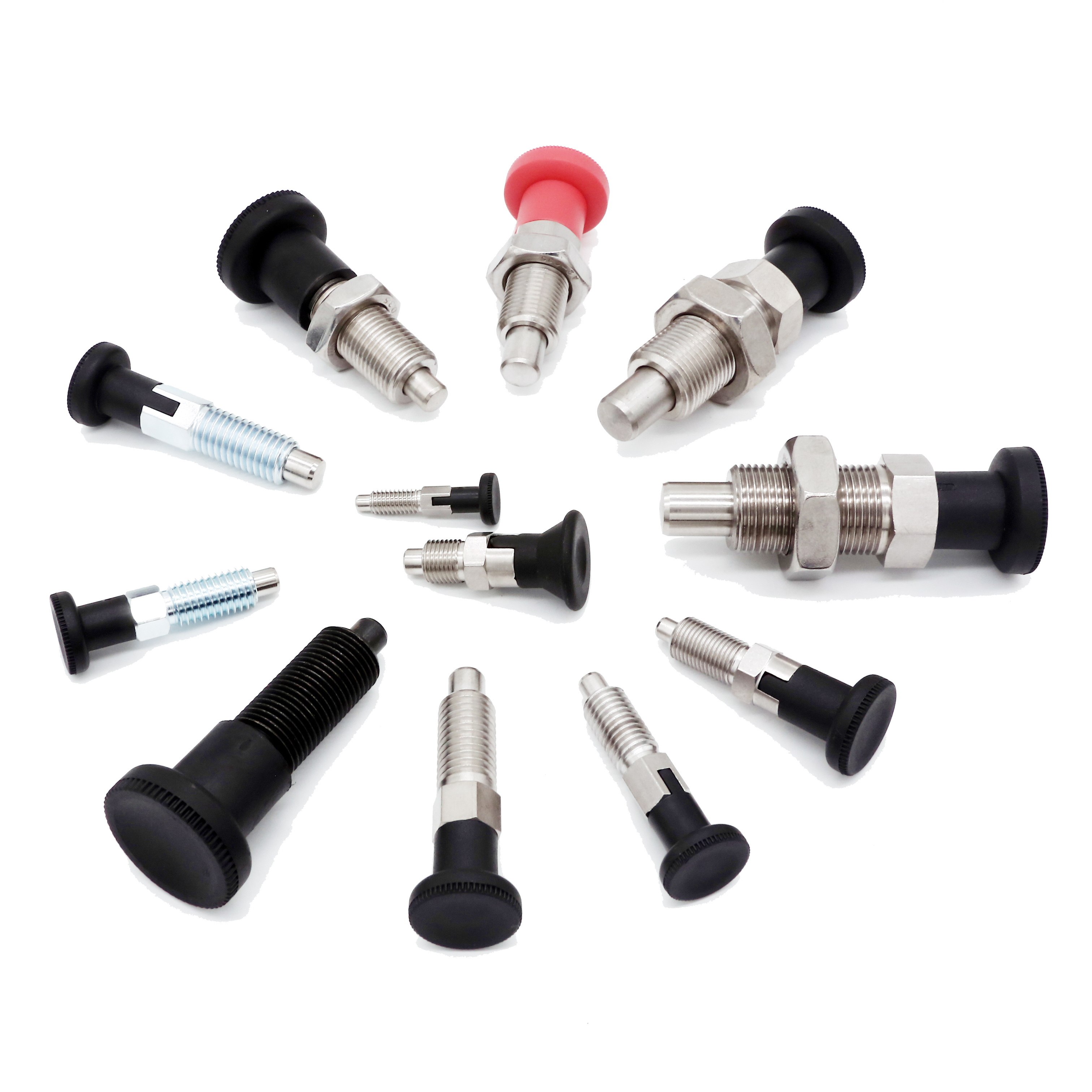 Dongguan high Precise mini indexing plunger retractable thread spring loaded locking index plungers pin with plastic knob