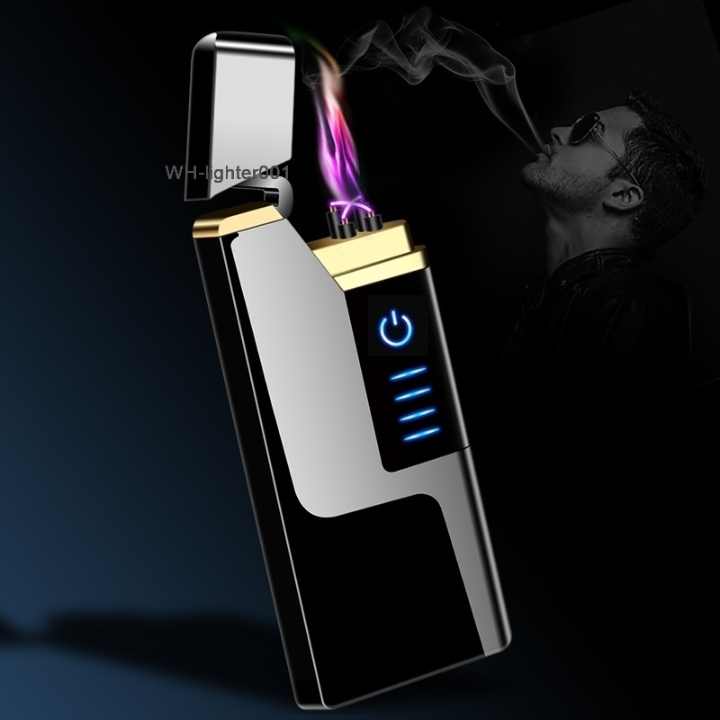 New creative wind proof touch sensitive electronic cigarette lighter double arc, power display, USB lighter