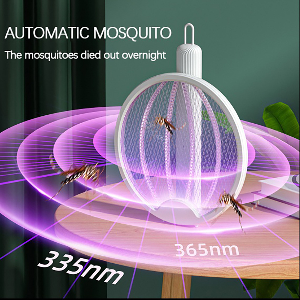 Two-in-One Mosquito Killer Lamp Electric shocker 365nm UV Light Bug Zapper Trap Flies Insect USB Rechargeable Summer Fly Swatter