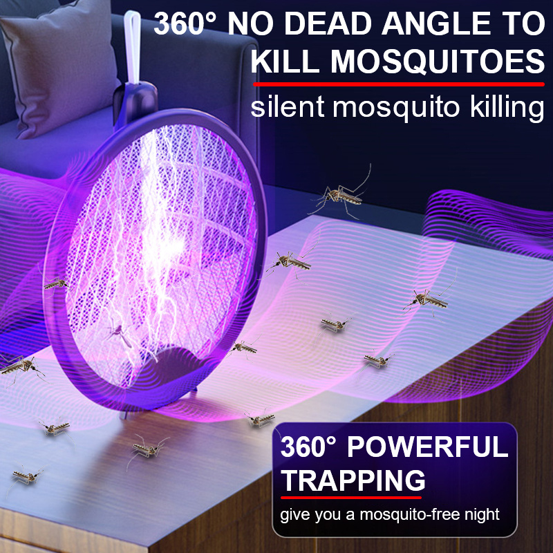 Two-in-One Mosquito Killer Lamp Electric shocker 365nm UV Light Bug Zapper Trap Flies Insect USB Rechargeable Summer Fly Swatter