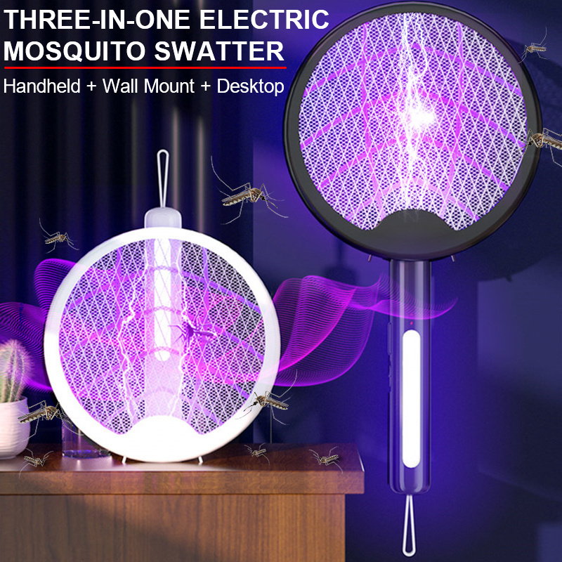 Two-in-One Mosquito Killer Lamp Electric shocker 365nm UV Light Bug Zapper Trap Flies Insect USB Rechargeable Summer Fly Swatter