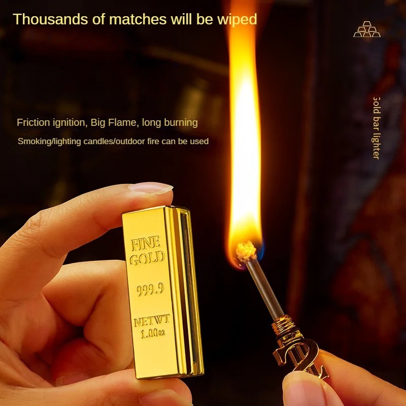 new arrival with gold bar match lighter ten thousand times lighter cigarette lighter personality kerosene metal lighter