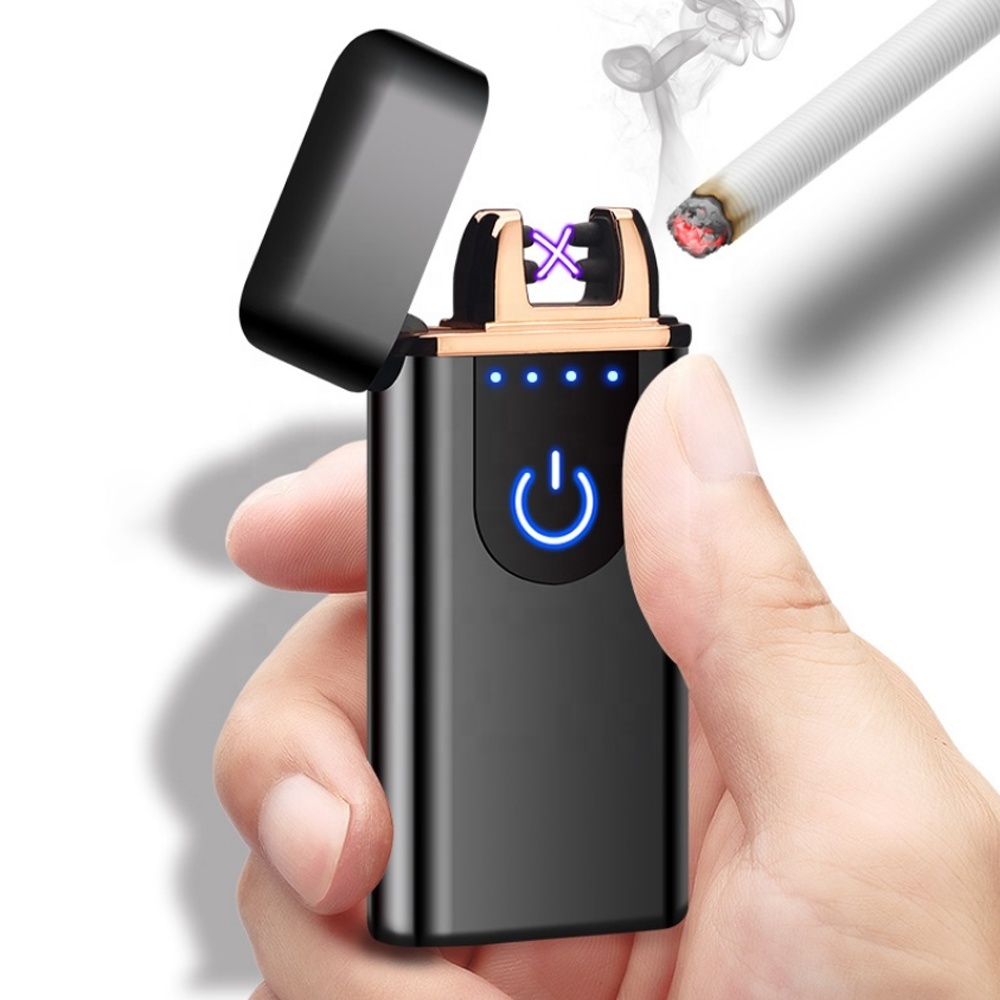 New Touch-sensitive Dual ARC Rechargeable Lighter Metal Windproof USB Charging Cigarette Lighter With Power Display