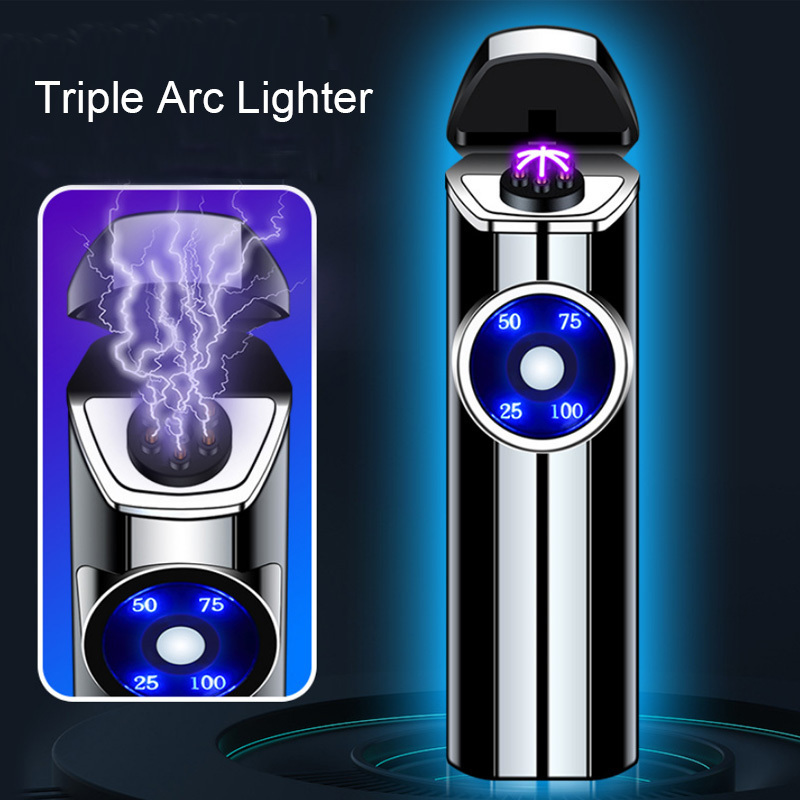 Windpriof Electric Lighter Triple With Plasma ARC Effect Rainbow Torch Flameless Rechargeable Plazmatic Encendedor Electrico