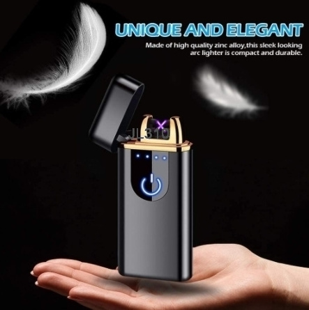 Touch Control USB Rechargeable Dual Arc Lighter Windproof Flameless Lighters Cross Beam Plasma Lighter Electric