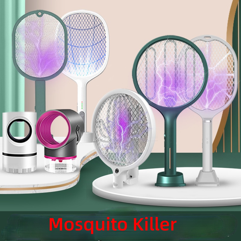 3 IN 1 LED Mosquito Killer 3000V Electric Bug Zapper Insect Killer USB Rechargeable Fly Swatter Trap Anti Mosquito Flies