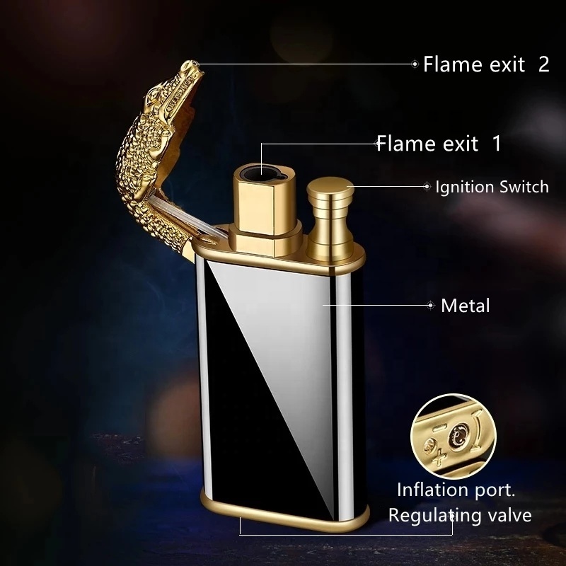 New Creative Dragon Double Fire Lighter Jet Flame Open Fire Conversion Windproof Inflatable Lighter Novelty Men's Gift