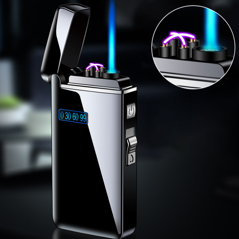 Windproof USB ARC Electric Lighter  Plasma Metal Butane Turbo Torch Lighters Gas-Electricity Double Fires Gadgets for Men