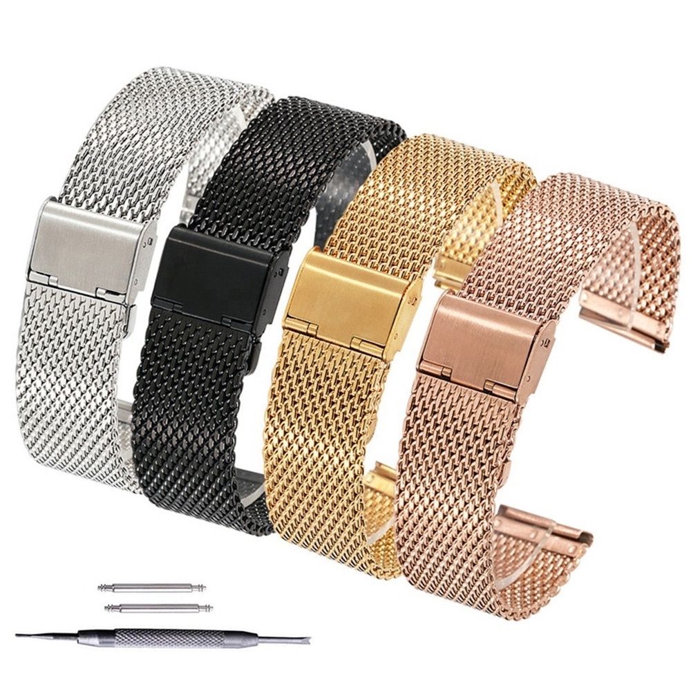 Universal Milanese Loop Watch Band 18mm 20mm 22mm 24mm  Women Men Mesh Stainless Steel Replacement Strap Wrist Bracelet