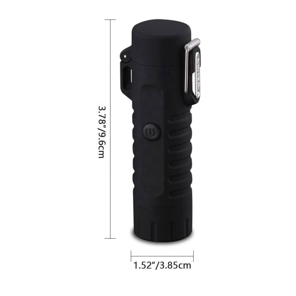 Outdoor camping flashlight LED light multi-function usb waterproof double arc charging lighter Portable self-defense Lighting