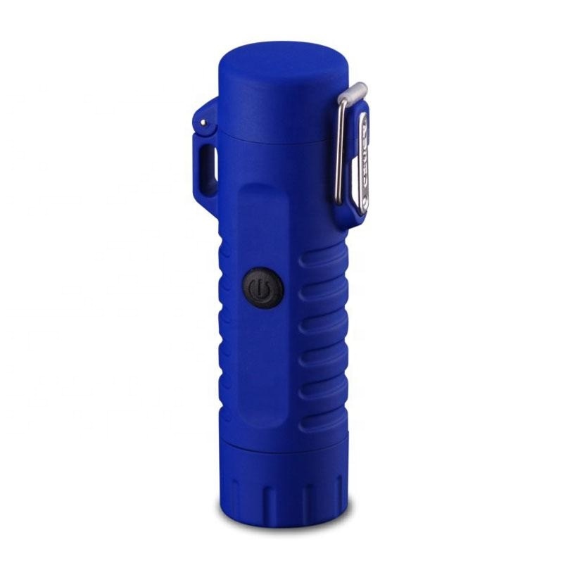 Outdoor camping flashlight LED light multi-function usb waterproof double arc charging lighter Portable self-defense Lighting