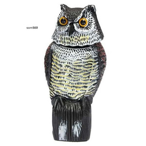 Realistic Bird Scarer Rotating Head Sound Owl Prowler Decoy Protection Repellent Pest Scarecrow Garden Move General Voice Type