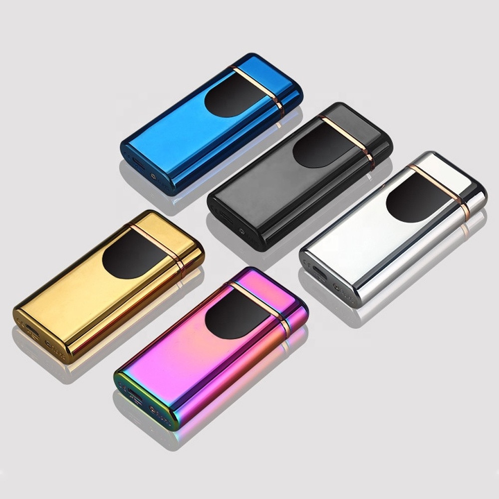 New Touch-sensitive Dual ARC Rechargeable Lighter Metal Windproof USB Charging Cigarette Lighter With Power Display