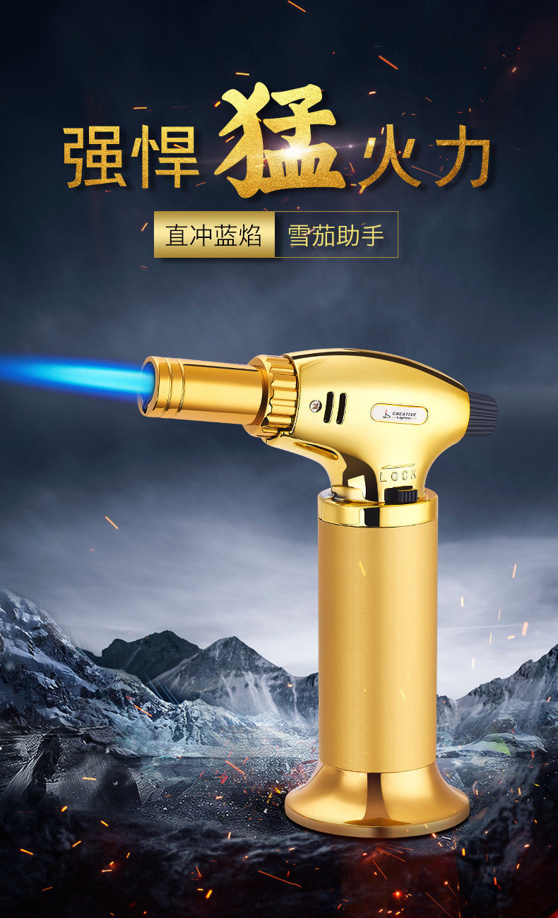 101 inflatable windproof direct blue flame lighter made of metal material lighter  stick outdoor kitchen lighter