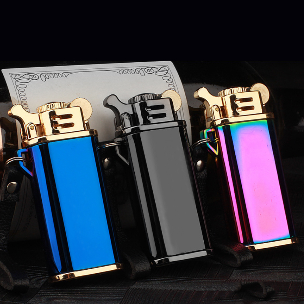 Unusual Petroleum Lighters Portable Knurled Copper Windproof Vintage Grinding Wheel Kerosene Gasoline Lighter Gadgets For Men