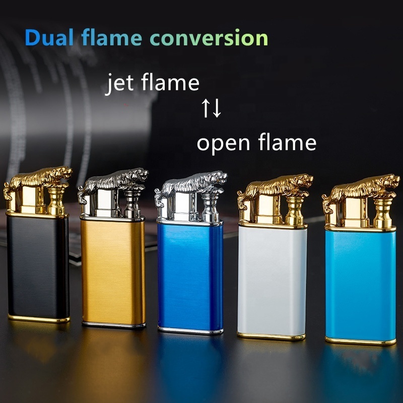 New Creative Dragon Double Fire Lighter Jet Flame Open Fire Conversion Windproof Inflatable Lighter Novelty Men's Gift