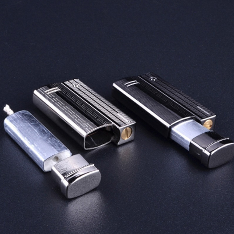 Unique Retro Gasoline Metal Kerosene Lighter Men Vintage  Grinding Wheel Gasoline Flint  Old Windproof  Cigarette Lighter