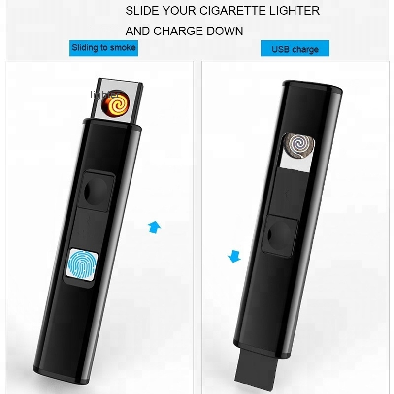 USB Rechargeable Metal Windproof Cigarette Lighters Light and Thin Flameless Multicolor Eletronic Plasma Lighter