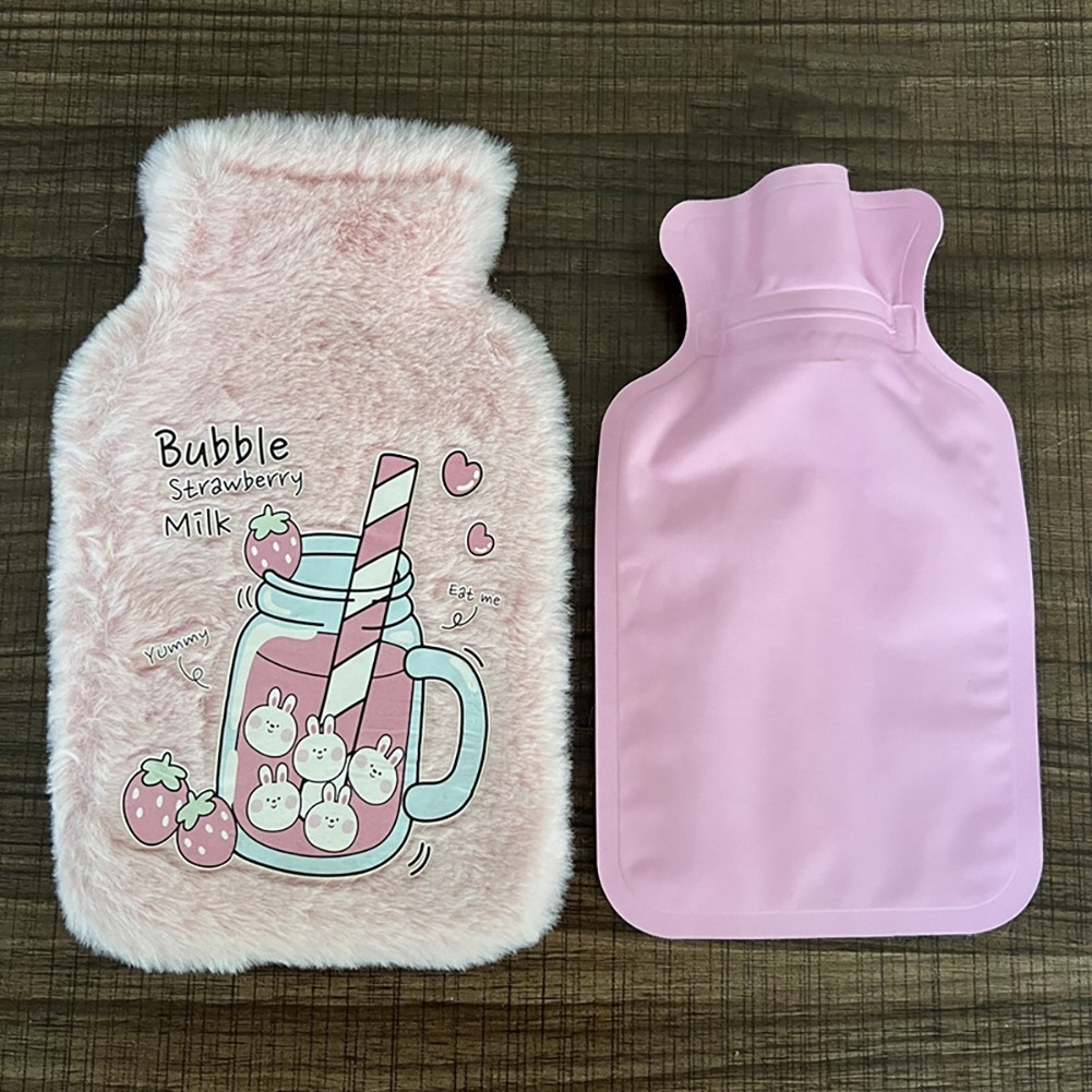 Cute Hot Water Bottle Bag for Girls Plush Shoulder Hand Warmer Heat Pack Warm Belly Instant Hot Pack Winter Water Heating Pad