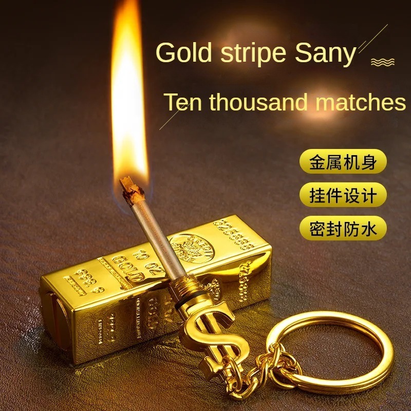 new arrival with gold bar match lighter ten thousand times lighter cigarette lighter personality kerosene metal lighter