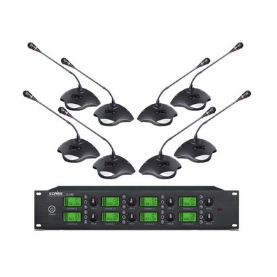 professional  gooseneck 8 desktop mic unit 8 channel uhf wireless mic microphone system for conference room