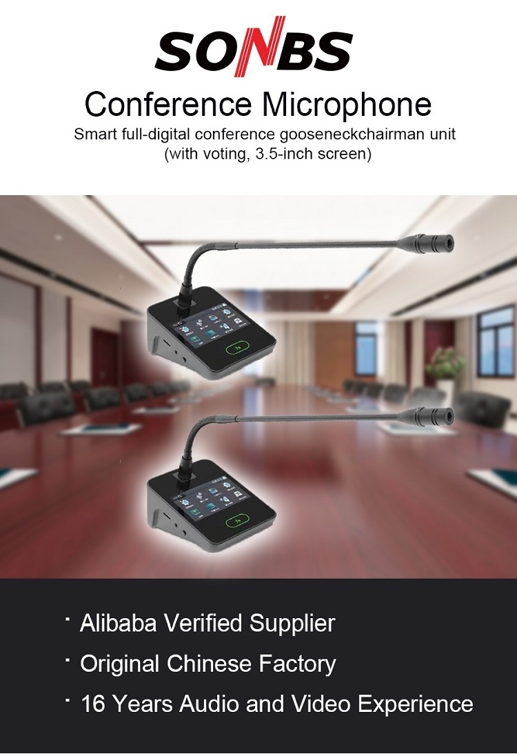 Smart full-digital conference gooseneck chairman/delegate unit (with voting, 3.5-inch screen)