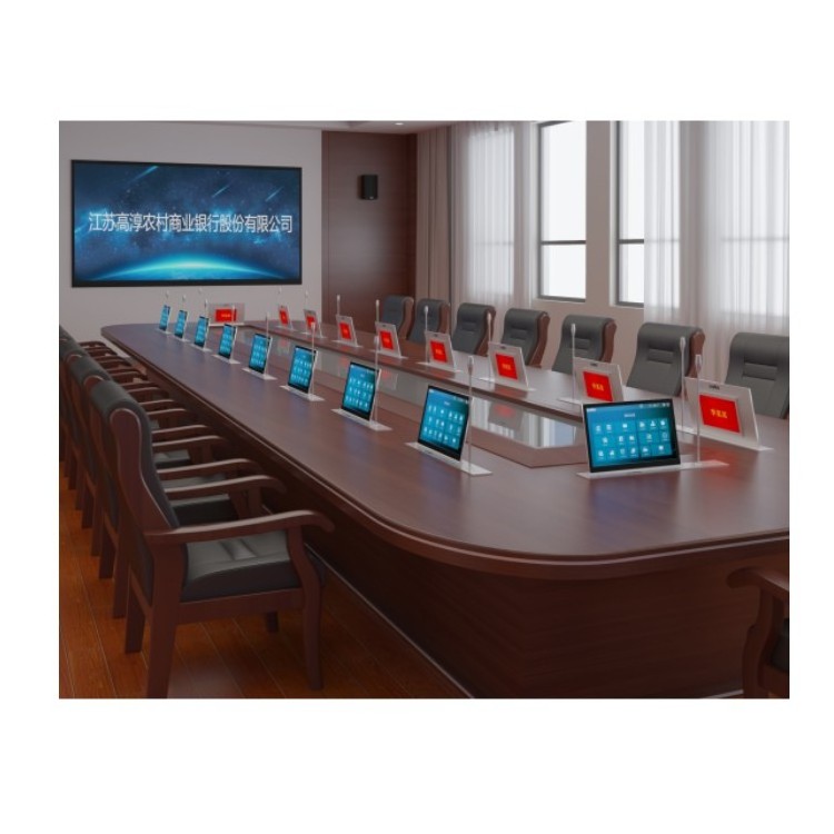 16.5 inch all in one pop up lcd screen table monitor meeting room lift paperless conference system