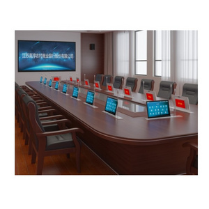 16.5 inch all in one pop up lcd screen table monitor meeting room lift paperless conference system