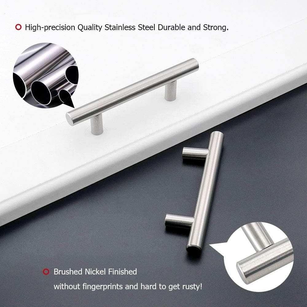 Sondoly Cabinet Handles Drawer Pulls Stainless Steel, Bar Handle Pull with Brushed Nickel Finish | Kitchen Cabinet Hardware