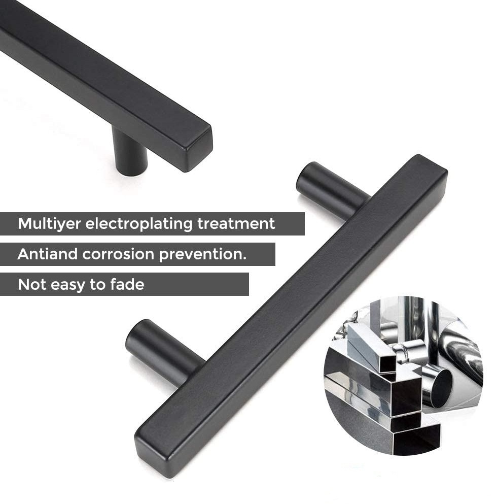 Black Cabinet Pulls 3 inch Black Drawer Pulls Modern Kitchen Hardware Stainless Steel Cabinet Hardware for Dresser Cupboard