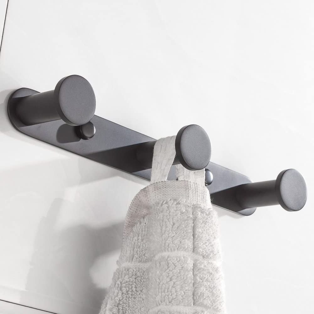 Sondoly Wall Mount Coat Rack  5 Tri Hooks Stainless Steel Adhesive Towel Hooks for Bathroom