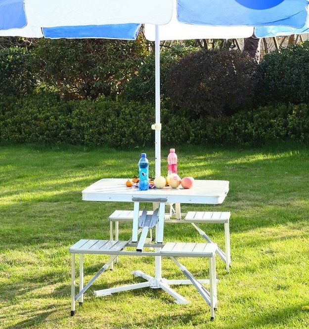 Outdoor Table and Outdoor Furniture General Use Aluminum folding picnic table with chairs