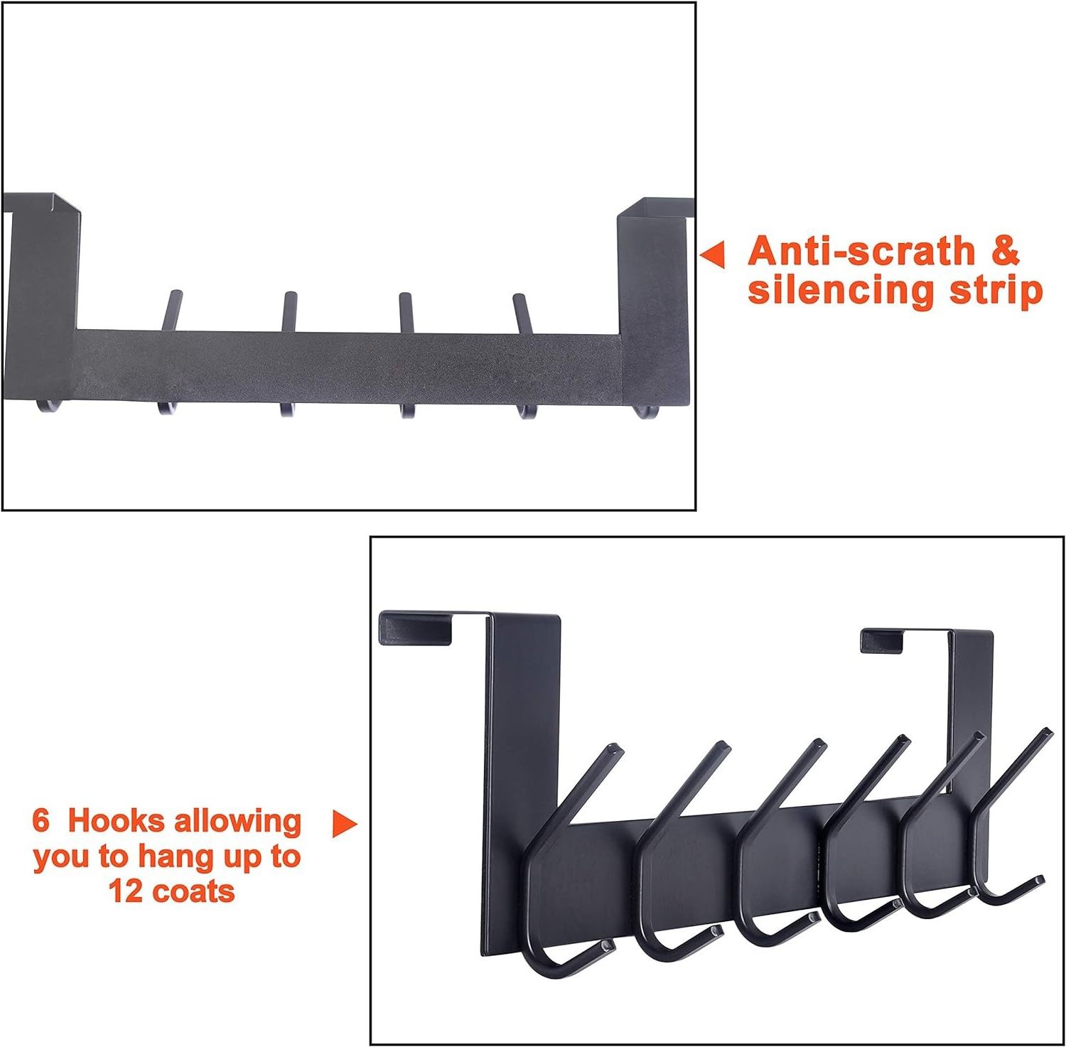 Heavy Duty Over The Door Hanger Stainless Steel Over The Door Coat Rack, Door Hooks for Hanging Towels, Clothes, Coats