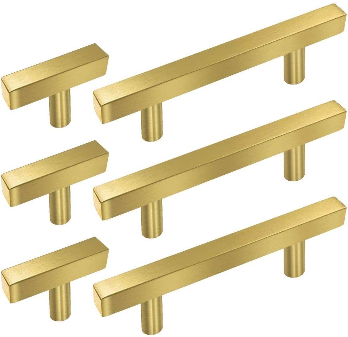 Sondoly Hollow Brushed Brass Golden Square Bar Cabinet Handles Pulls  Gold Hardware Cabinets Pulls