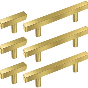 Sondoly Hollow Brushed Brass Golden Square Bar Cabinet Handles Pulls  Gold Hardware Cabinets Pulls