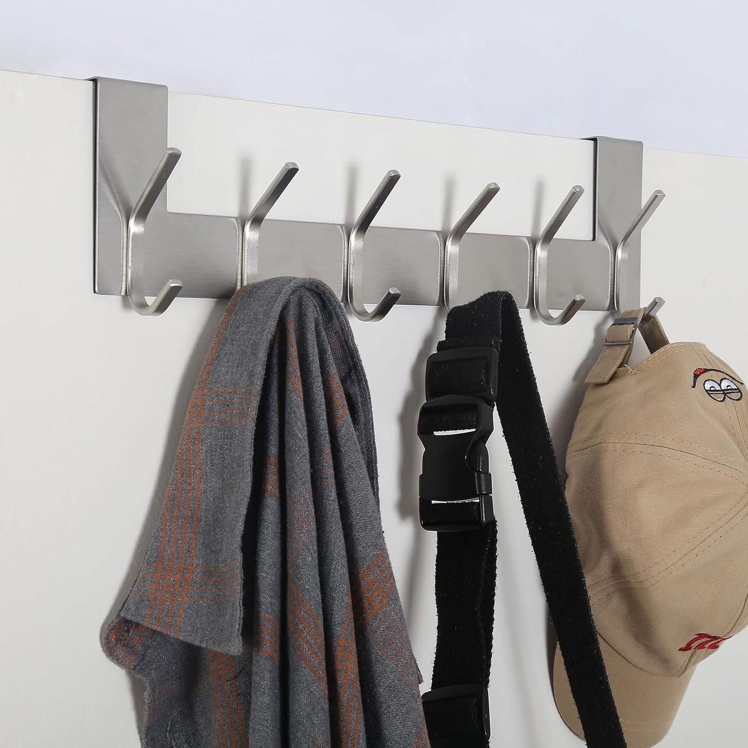 Heavy Duty Over The Door Hanger Stainless Steel Over The Door Coat Rack, Door Hooks for Hanging Towels, Clothes, Coats