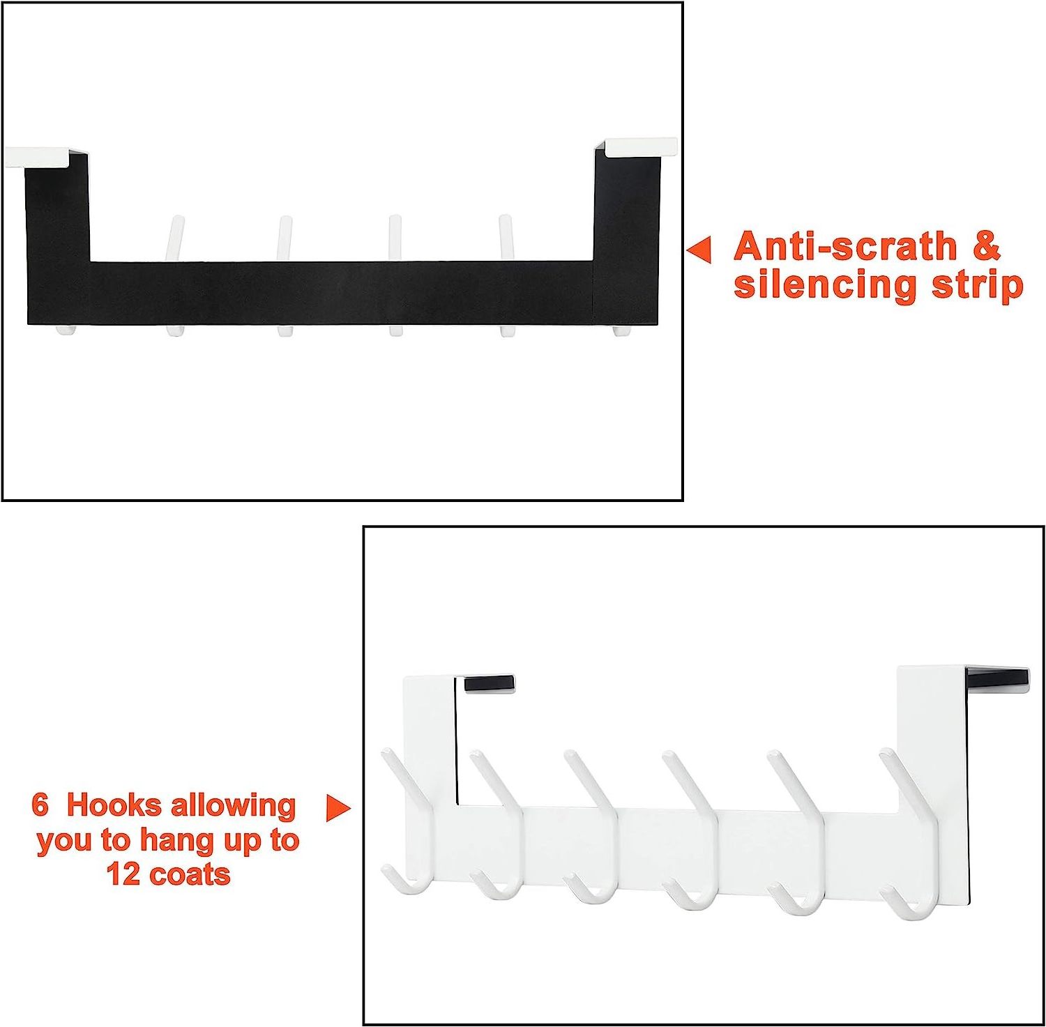 Heavy Duty Over The Door Hanger Stainless Steel Over The Door Coat Rack, Door Hooks for Hanging Towels, Clothes, Coats