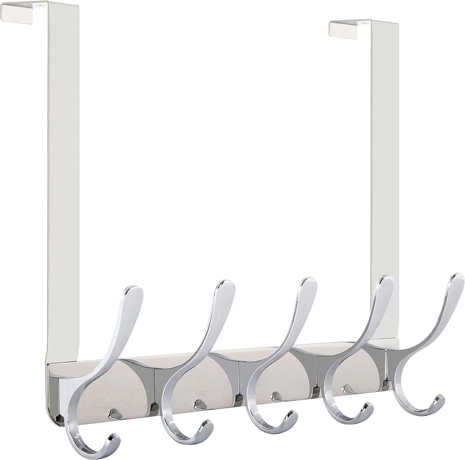 Stainless Steel Over The Door Coat Rack, Door Hooks for Hanging Towels, Clothes, Coats, Back of Bathroom Door