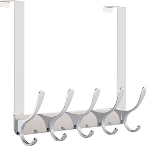 Stainless Steel Over The Door Coat Rack, Door Hooks for Hanging Towels, Clothes, Coats, Back of Bathroom Door