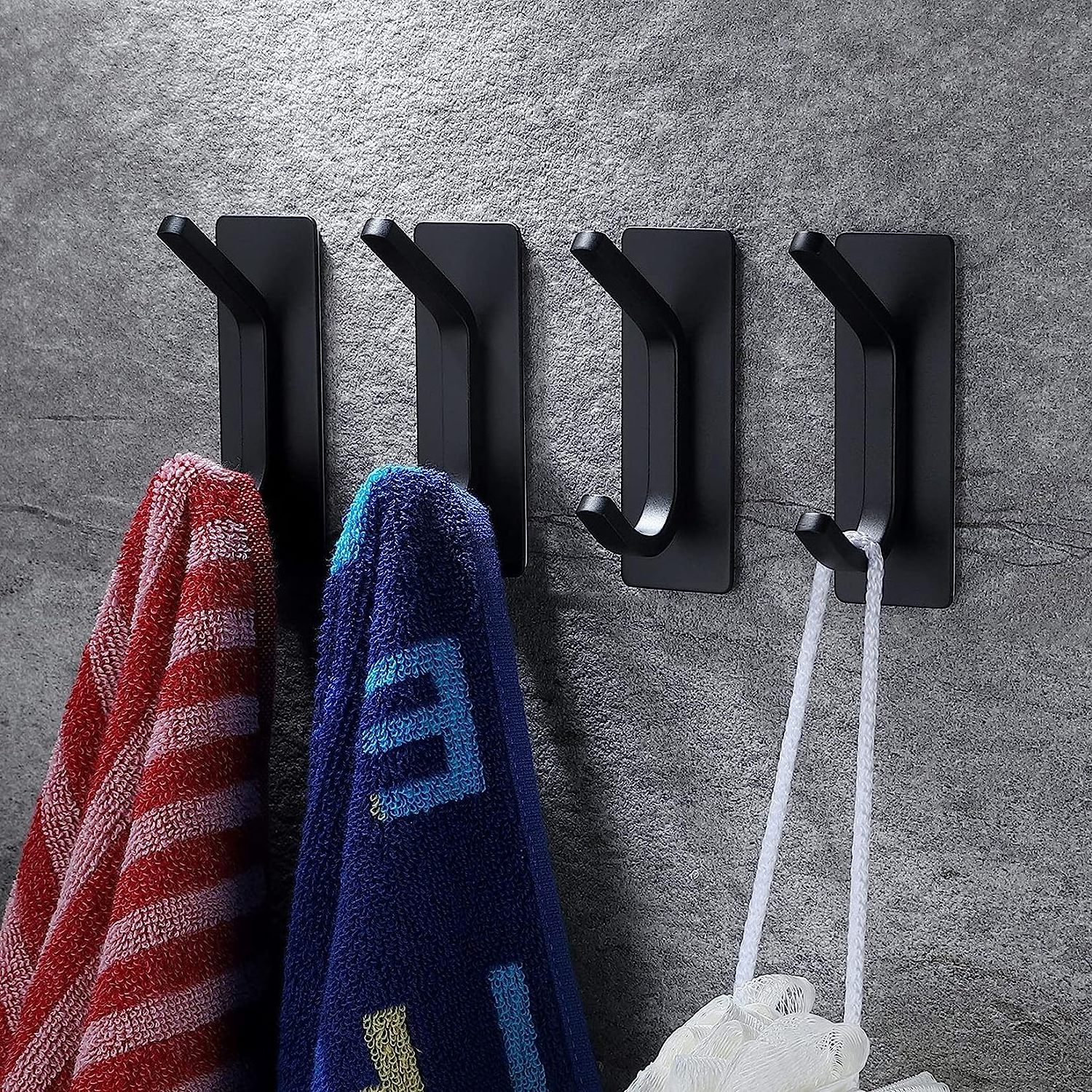 Black Wall Hooks Stick for Bathroom and Kitchen Heavy Duty Hooks