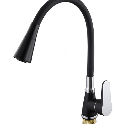 Modern 304 Stainless Steel Kitchen Sink Water  Black Brushed Color Pull Out Smart Touch Kitchen Faucet