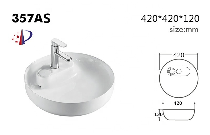 3082 Modern Triangle Corner Bathroom White Ceramic Above counter Basin Vanities For Sale