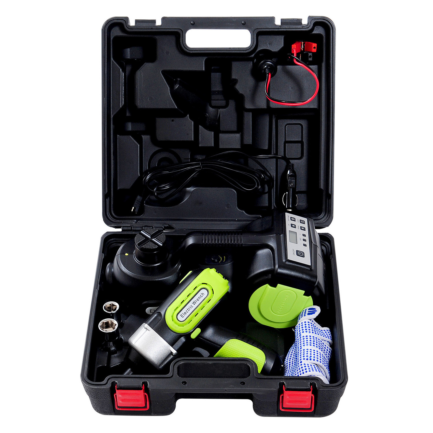 Electric Multifunctional Digital Jack Tools 3 in 1 Car Electric 5T Hydraulic Jack with Impact Wrench Inflator Pump LED