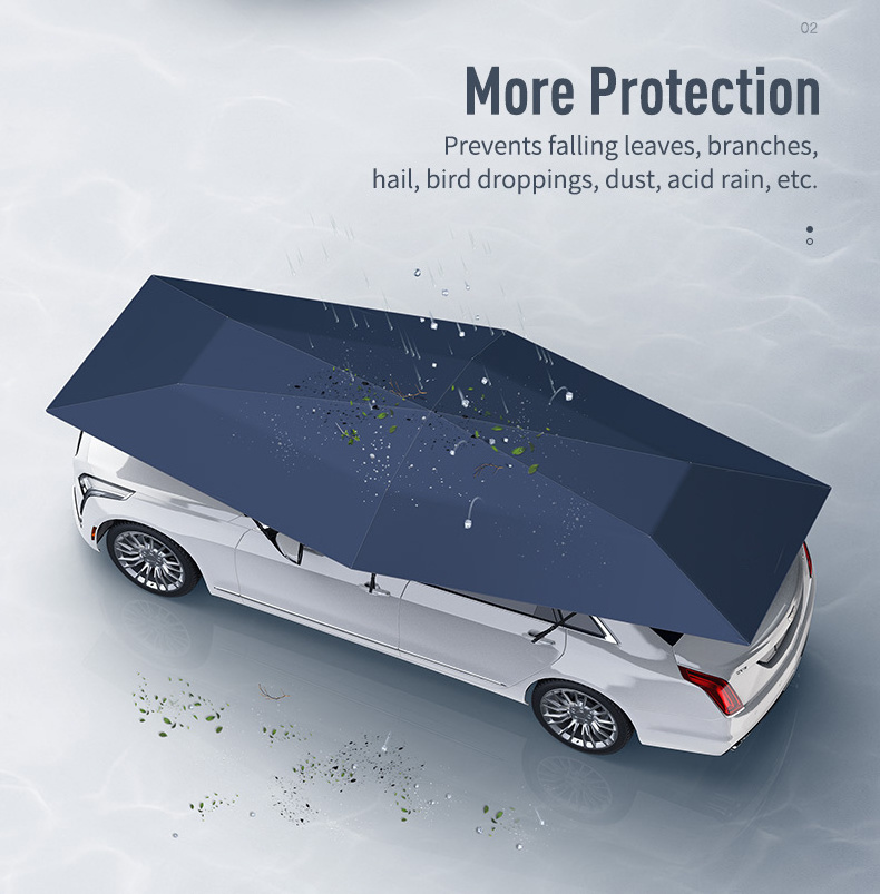 RoHS FC CE Portable Fully Automatic Car Roof Tent 4.2m 4.8m 5.2m Heat-insulating Foldable Sunshade Car umbrella